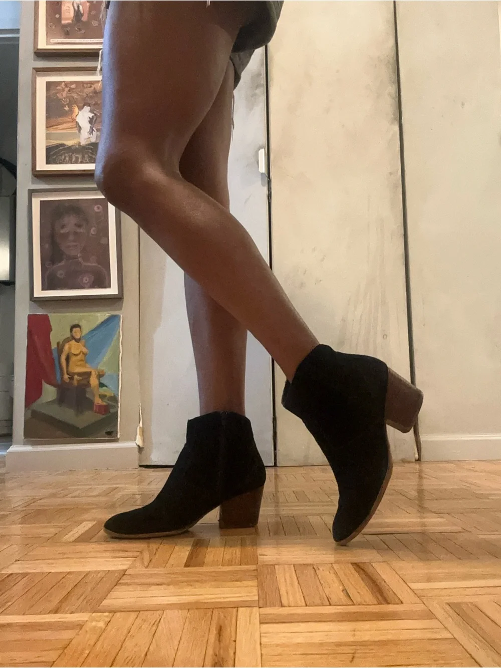 Aldo Black Suede Ankle Boots with Block Heel - Women